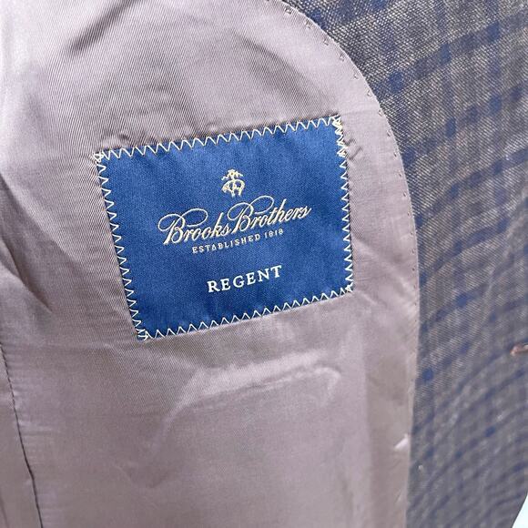Brooks Brothers E Thomas Regent Sport Coat Brown Plaid Wool Cashmere Mens 42R - Picture 8 of 11